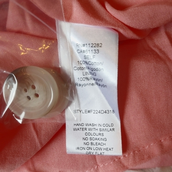 Adelyn Rae || Puff Sleeve Cut Out with Tie & Button Back, Size M, Pink - Picture 4 of 8